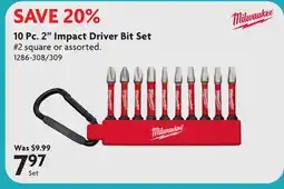 Home Hardware 10 Pc. 2 Impact Driver Bit Set offer