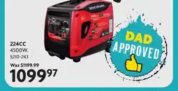 Home Hardware Dual Fuel Inverter Generators, 224CC offer