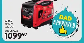 Home Hardware Dual Fuel Inverter Generators, 224CC offer