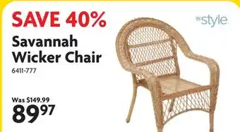 Home Hardware Savannah Wicker Chair offer