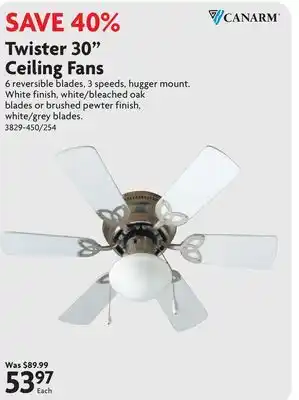 Home Hardware Twister 30 Ceiling Fans offer