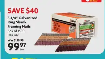 Home Hardware 3-1/4 Galvanized Ring Shank Framing Nails offer