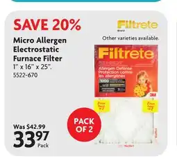 Home Hardware Micro Allergen Electrostatic Furnace Filter offer