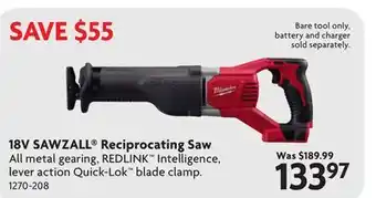 Home Hardware 18V SAWZALL Reciprocating Saw offer