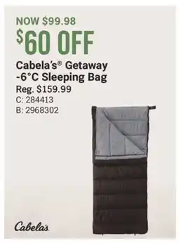 Cabela's Cabela's Getaway-6°C Sleeping Bag offer