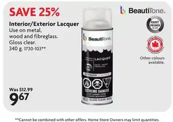Home Hardware Interior/Exterior Lacquer offer