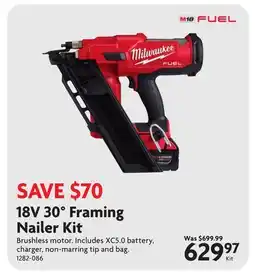 Home Hardware 18V 30° Framing Nailer Kit offer