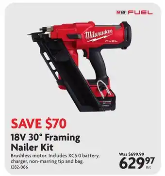 Home Hardware 18V 30° Framing Nailer Kit offer
