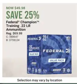 Cabela's Federal Champion Training .22 LR Ammunition offer