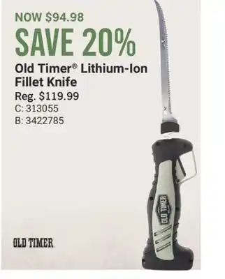 Cabela's Old Timer Lithium-Ion Fillet Knife offer