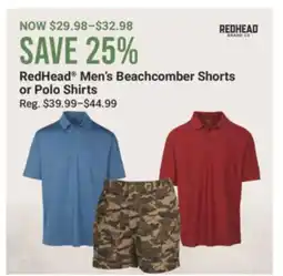 Cabela's RedHead Men's Beachcomber Shorts or Polo Shirts offer
