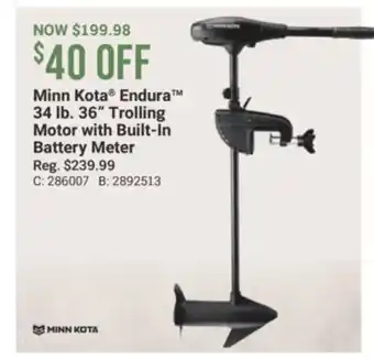 Cabela's Minn Kota Endura 34 lb. 36 Trolling Motor with Built-In Battery Meter offer