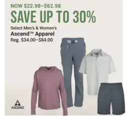 Cabela's Select Men's & Women's Ascend Apparel offer