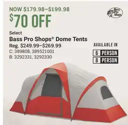 Cabela's Bass Pro Shops Dome Tents offer
