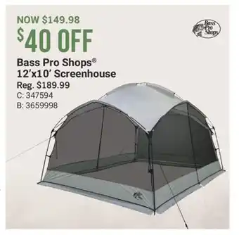 Cabela's Bass Pro Shops 12' x10' Screenhouse offer