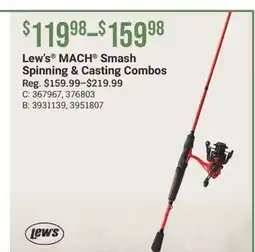 Cabela's Lew's MACH Smash Spinning & Casting Combos offer