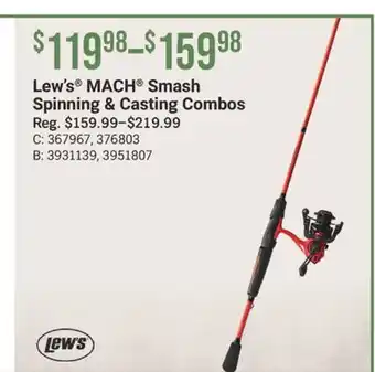 Cabela's Lew's MACH Smash Spinning & Casting Combos offer