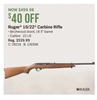 Cabela's Ruger 10/22 Carbine Rifle offer