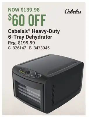 Cabela's Cabela's Heavy-Duty 6-Tray Dehydrator offer