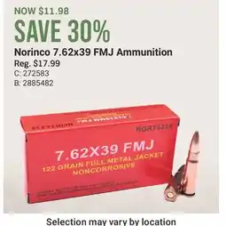 Cabela's Norinco 7.62x39 FMJ Ammunition offer