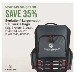 Cabela's Evolution Largemouth 3.0 Tackle Bags offer