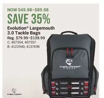 Cabela's Evolution Largemouth 3.0 Tackle Bags offer