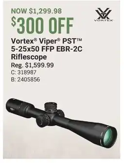 Cabela's Vortex Viper PST 5-25x50 FFP EBR-2C Riflescope offer