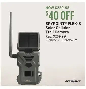 Cabela's SPYPOINT FLEX-S Solar Cellular Trail Camera offer