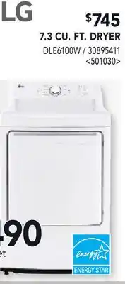 RONA LG 7.3 CU. FT. DRYER offer