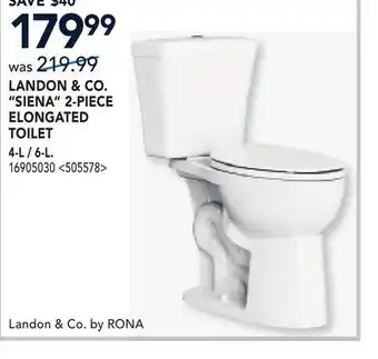 RONA LANDON & CO. SIENA 2-PIECE ELONGATED TOILET offer