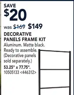 RONA DECORATIVE PANELS FRAME KIT offer