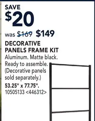 RONA DECORATIVE PANELS FRAME KIT offer