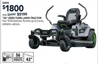 RONA EGO Z6 ZERO-TURN LAWN TRACTOR offer
