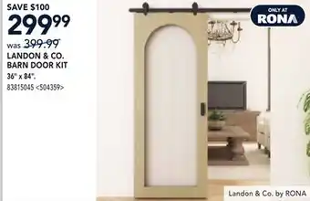 RONA LANDON & CO. BARN DOOR KIT 36 X 84 offer
