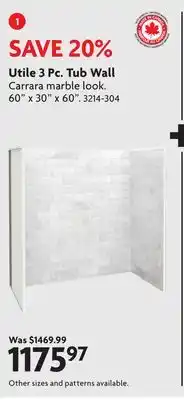 Home Hardware Utile 3 Pc. Tub Wall offer