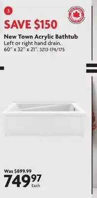 Home Hardware New Town Acrylic Bathtub offer
