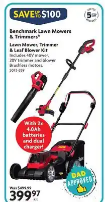 Home Hardware Lawn Mower & Trimmers* Lawn Mower, Trimmer & Leaf Blower Kit offer