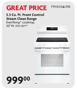 Home Hardware 5.3 Cu. Ft. Front Control Steam Clean Range offer