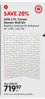 Home Hardware Utile 2 Pc. Corner Shower Wall Kit offer