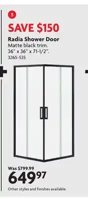 Home Hardware Radia Shower Door offer