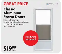 Home Hardware Classic Aluminum Storm Doors offer