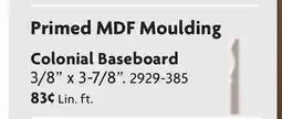 Home Hardware Primed MDF Moulding Colonial Baseboard offer