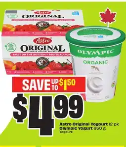 FreshCo Astro Original Yogourt 12 pk Olympic Yogurt 650 g offer