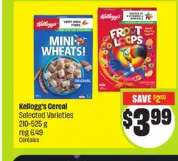 FreshCo Kellogg's Cereal Selected Varieties 210-525 g offer