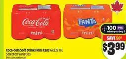 FreshCo Coca-Cola Soft Drinks Mini Cans 6x222 mL Selected Varieties offer