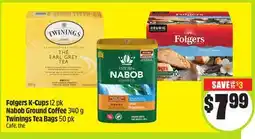 FreshCo Folgers K-Cups 12 pk Nabob Ground Coffee 340 g Twinings Tea Bags 50 pk offer