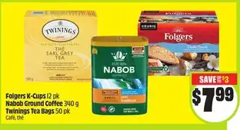 FreshCo Folgers K-Cups 12 pk Nabob Ground Coffee 340 g Twinings Tea Bags 50 pk offer