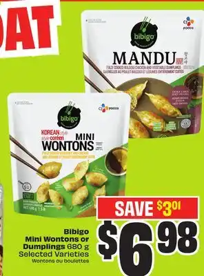 FreshCo Bibigo Mini Wontons or Dumplings 680 g Selected Varieties offer