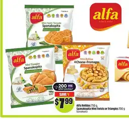FreshCo Alfa Rollitos 750 g, spanakopita Mini Twists or Triangles 700 g offer