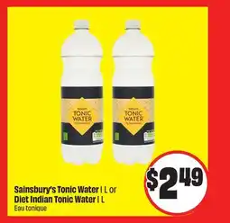 FreshCo Sainsbury's Tonic Water 1 L or Diet Indian Tonic Water 1 L offer
